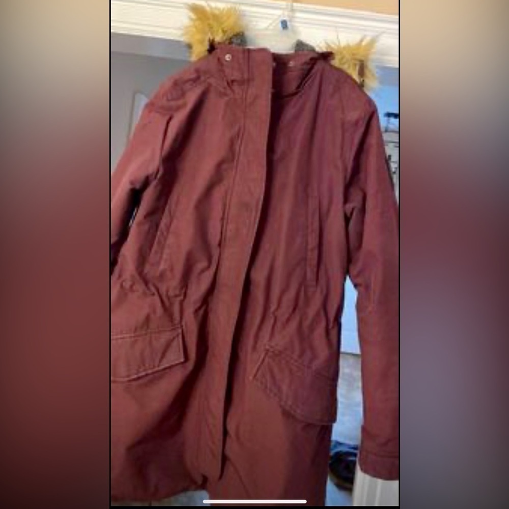 Roots Burgundy Jacket with Faux Fur Hood